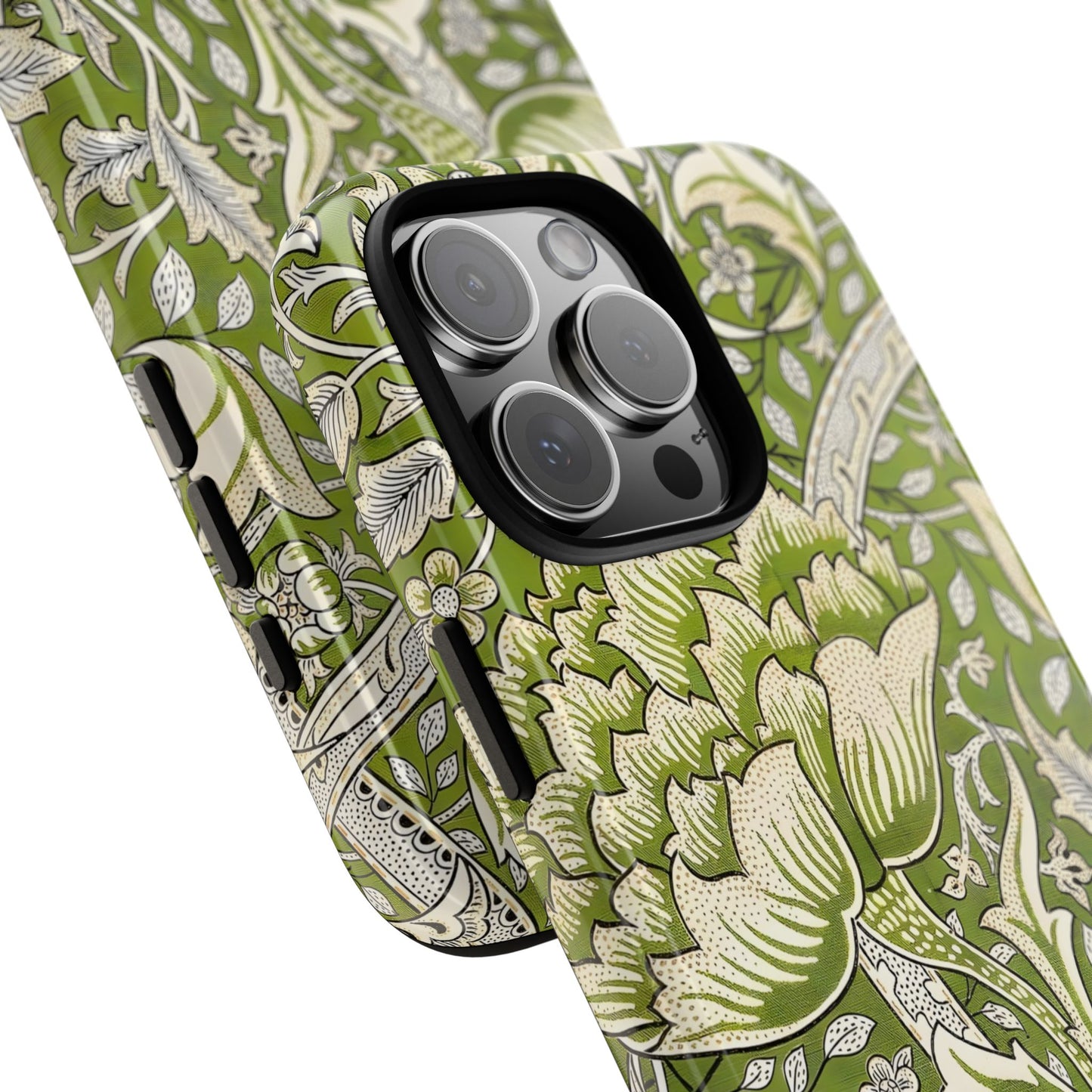 Stylish Phone Case with Floral Design, Durable Protective Cover for iPhone, Unique Gift for Birthdays, Mother's Day, Green Aesthetic