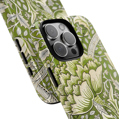 Stylish Phone Case with Floral Design, Durable Protective Cover for iPhone, Unique Gift for Birthdays, Mother's Day, Green Aesthetic