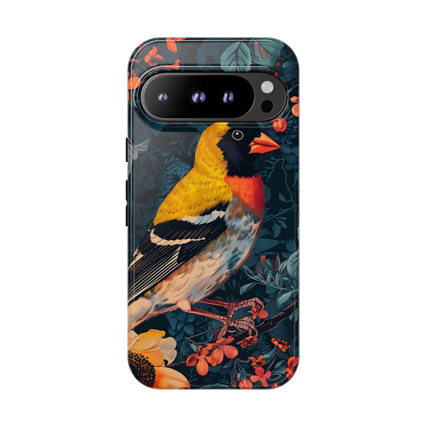 Colorful Bird Phone Case, Floral Phone Cover, Tough Phone Protector, Nature Lover Gift, Botanical Case, Unique Mobile Accessory