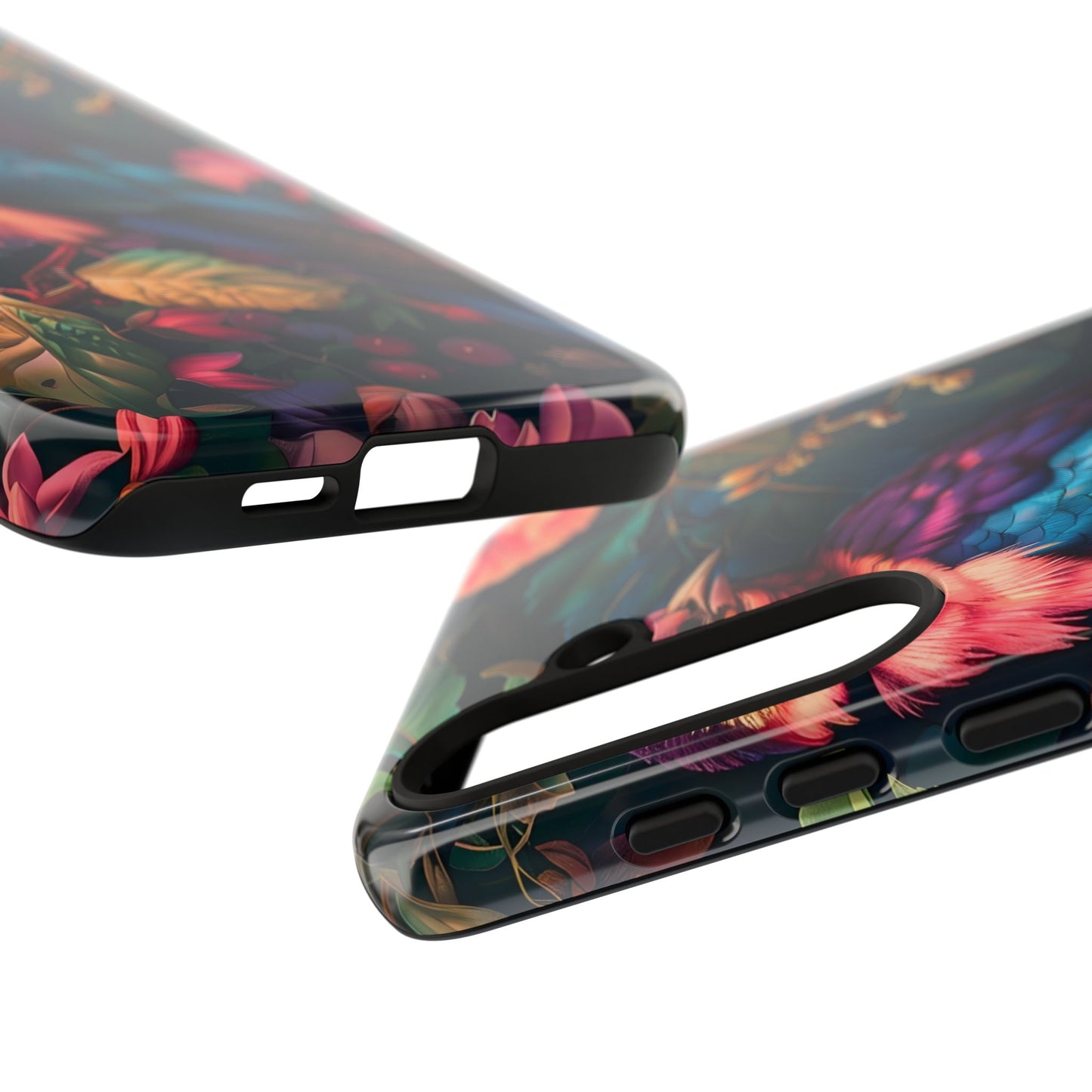 Vibrant Phone Case, Tropical Bird Design, Tough Phone Cover, Floral Tech Accessory, Gift for Nature Lovers
