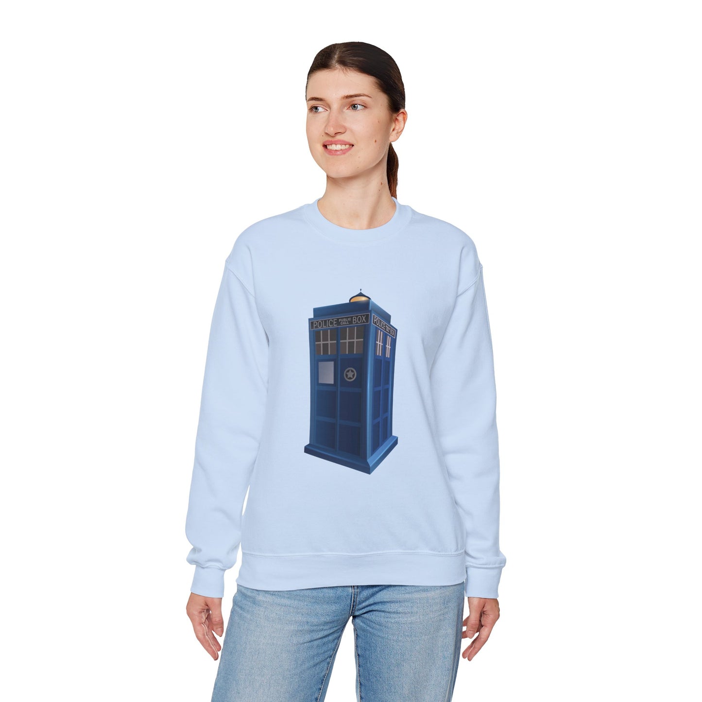 Unisex Heavy Blend™ Crewneck Sweatshirt - British Police Public Call Box - Iconic TARDIS Design
