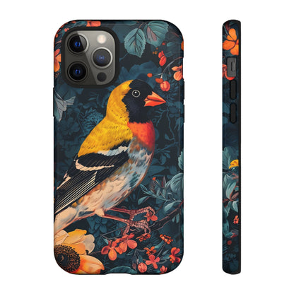 Colorful Bird Phone Case, Floral Phone Cover, Tough Phone Protector, Nature Lover Gift, Botanical Case, Unique Mobile Accessory