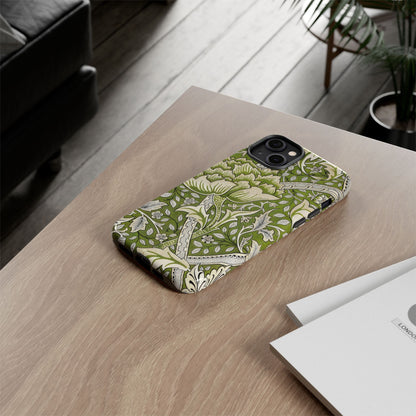 Stylish Phone Case with Floral Design, Durable Protective Cover for iPhone, Unique Gift for Birthdays, Mother's Day, Green Aesthetic
