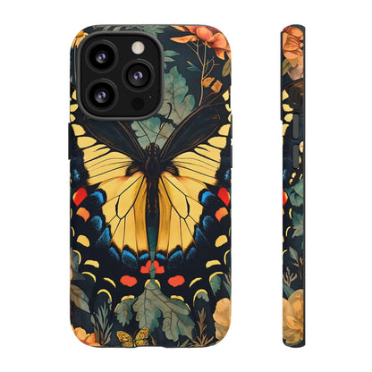 Butterfly Floral Phone Case, Art-inspire Tough Case, Gift for Nature Lovers, Butterfly Pattern Cover, Eco-Friendly Mobile Accessory