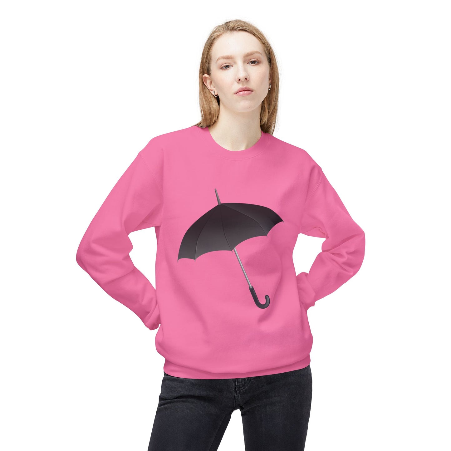 Unisex Midweight Softstyle Fleece Crewneck Sweatshirt - Regal Royal Umbrella - Elegant and Majestic Design