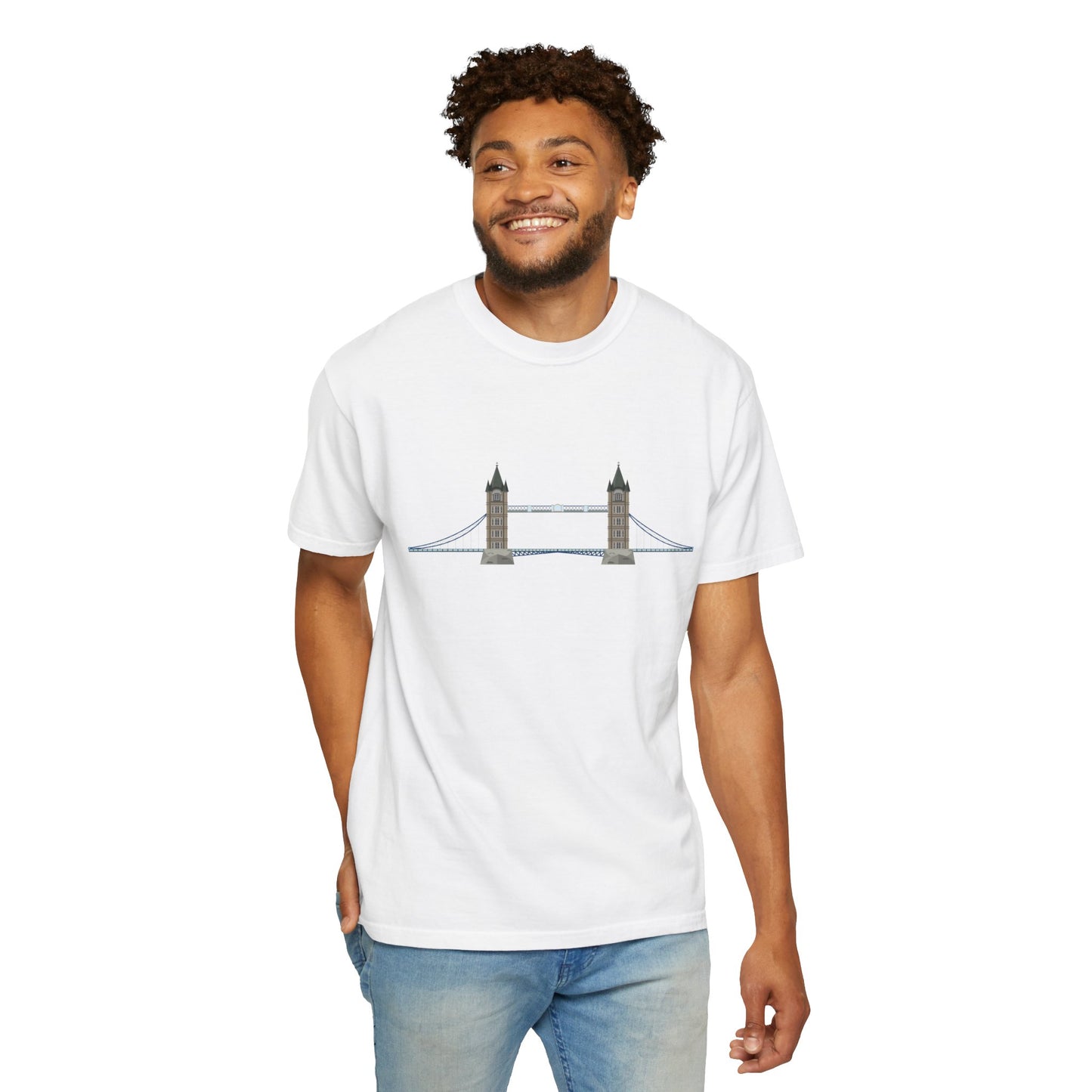 Unisex Garment-Dyed T-shirt - London’s Famous Bridge Over the Thames