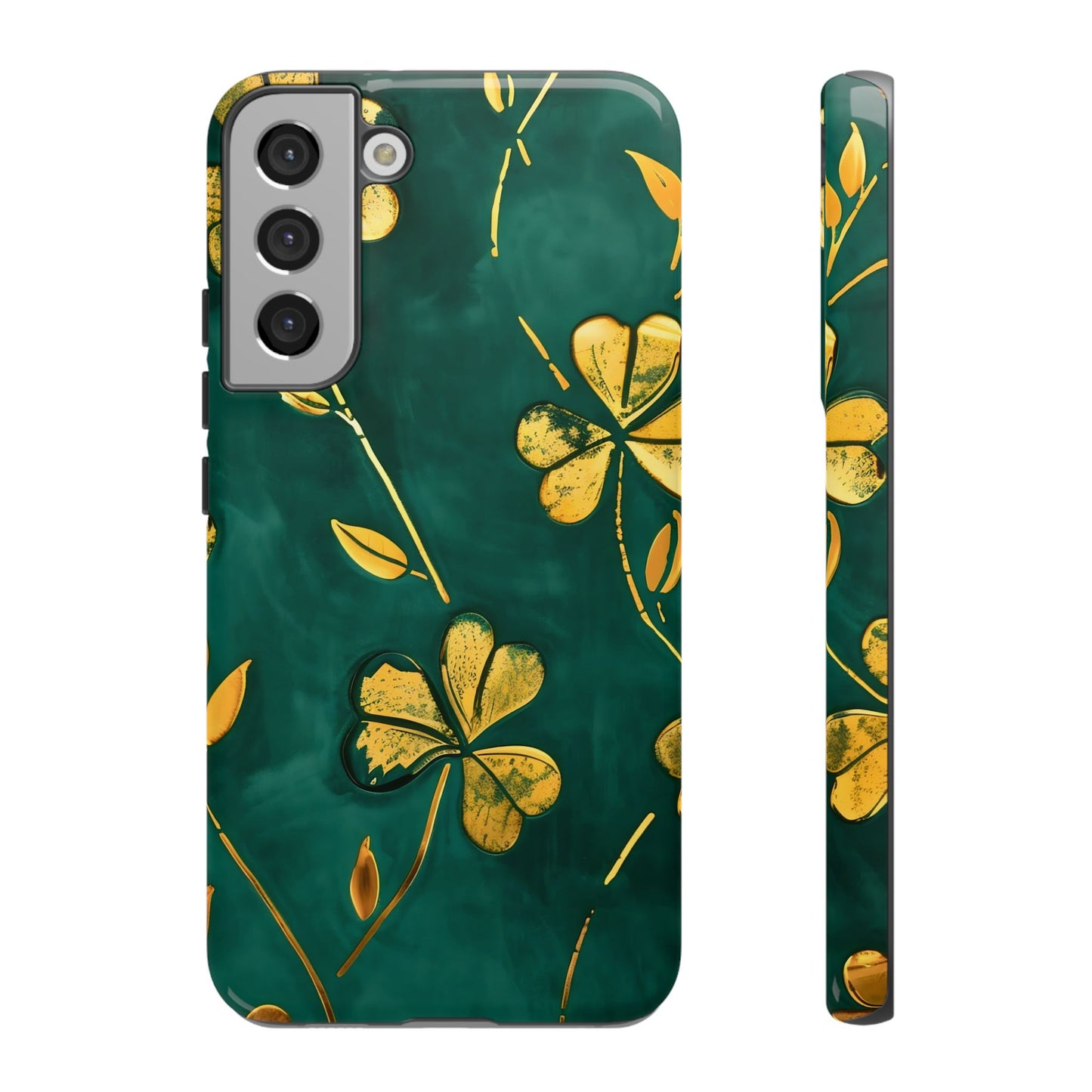 Floral Phone Case with Gold Accents, Tough Phone Cover, Stylish Phone Protector, Unique Gift for Her, Nature Lover Accessory