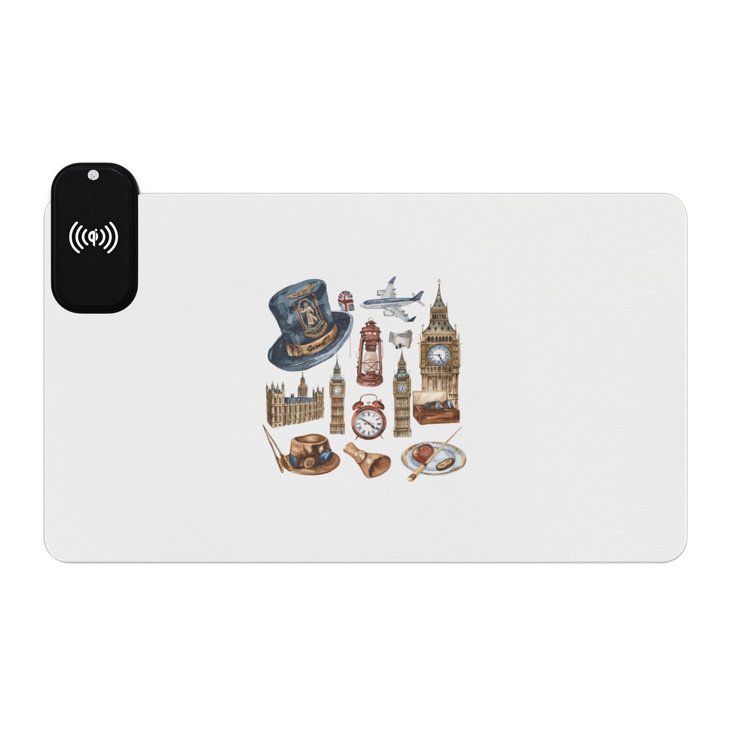British Iconic - LED Gaming Mouse Pad with Wireless Charging - Stylish Desk Accessory for Gamers, Perfect for Home Office, Gaming Stations, Unique Gifts