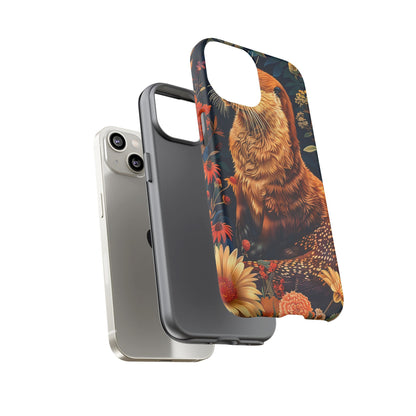 Otter Phone Case, Floral Otter Design, Tough Phone Cover, Nature Lover Gift, Cute Animal Accessories