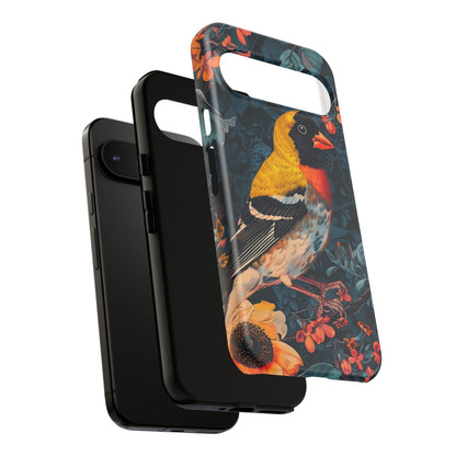 Colorful Bird Phone Case, Floral Phone Cover, Tough Phone Protector, Nature Lover Gift, Botanical Case, Unique Mobile Accessory