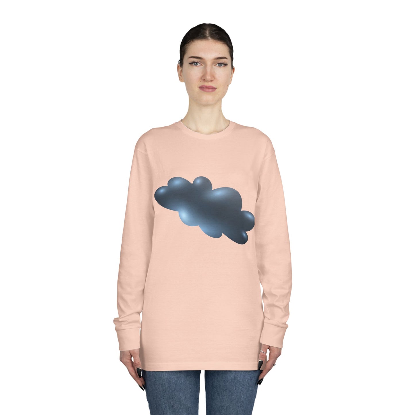 Long Sleeve Crewneck Tee - Serene Cloudscape - Dreamy Cloud Design