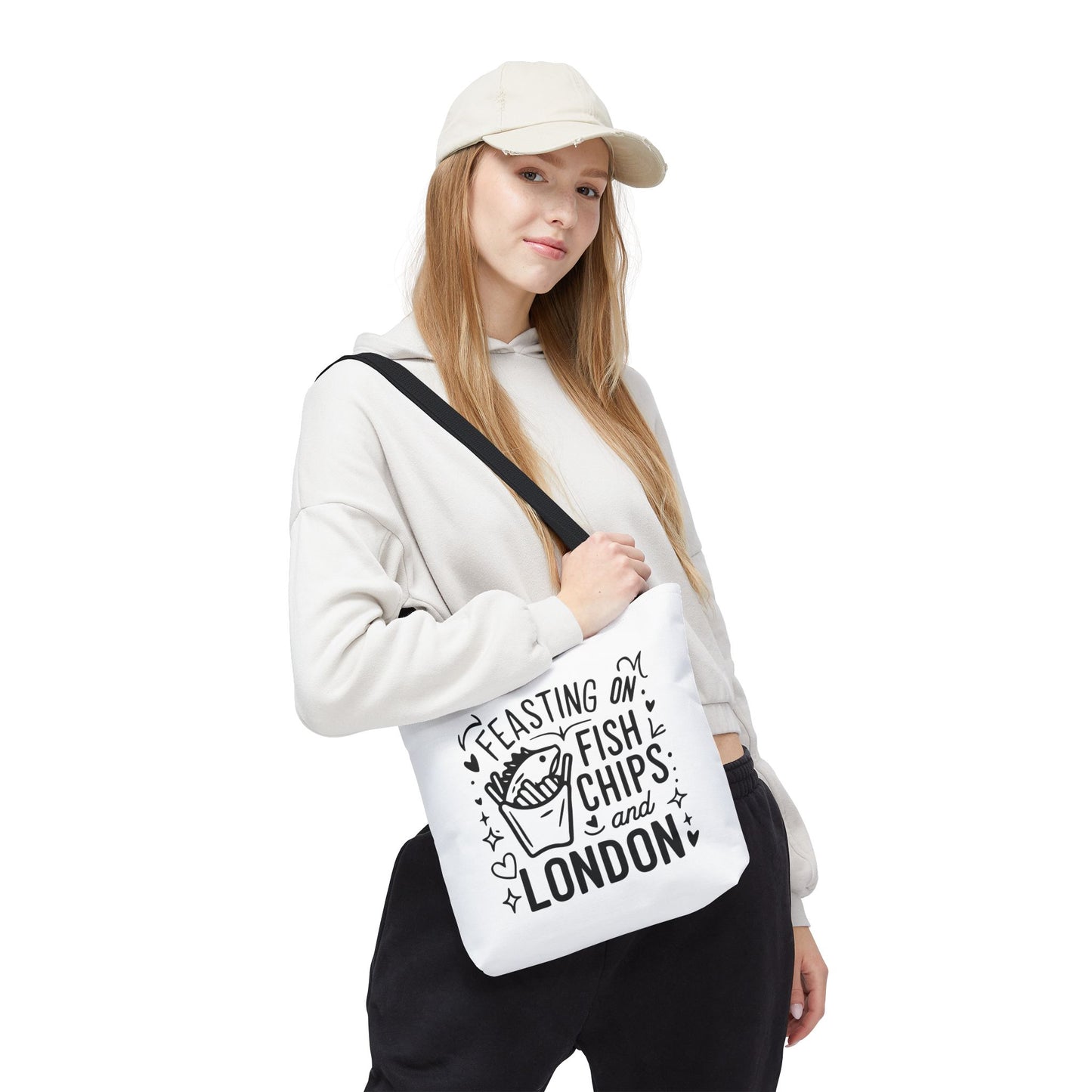 Fish & Chips London Tote Bag, Funny Tote, Gift for Food Lovers, Eco-Friendly Bag, Perfect for Travel & Grocery