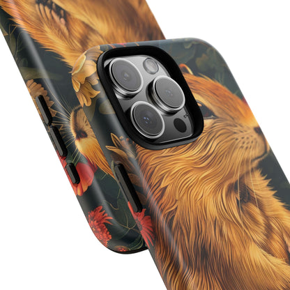 Cute Animal Phone Case, Floral Design Tough Cases for Nature Lovers, Gifts for Her, Customizable Mobile Accessory, Pet Lover Phone Cover