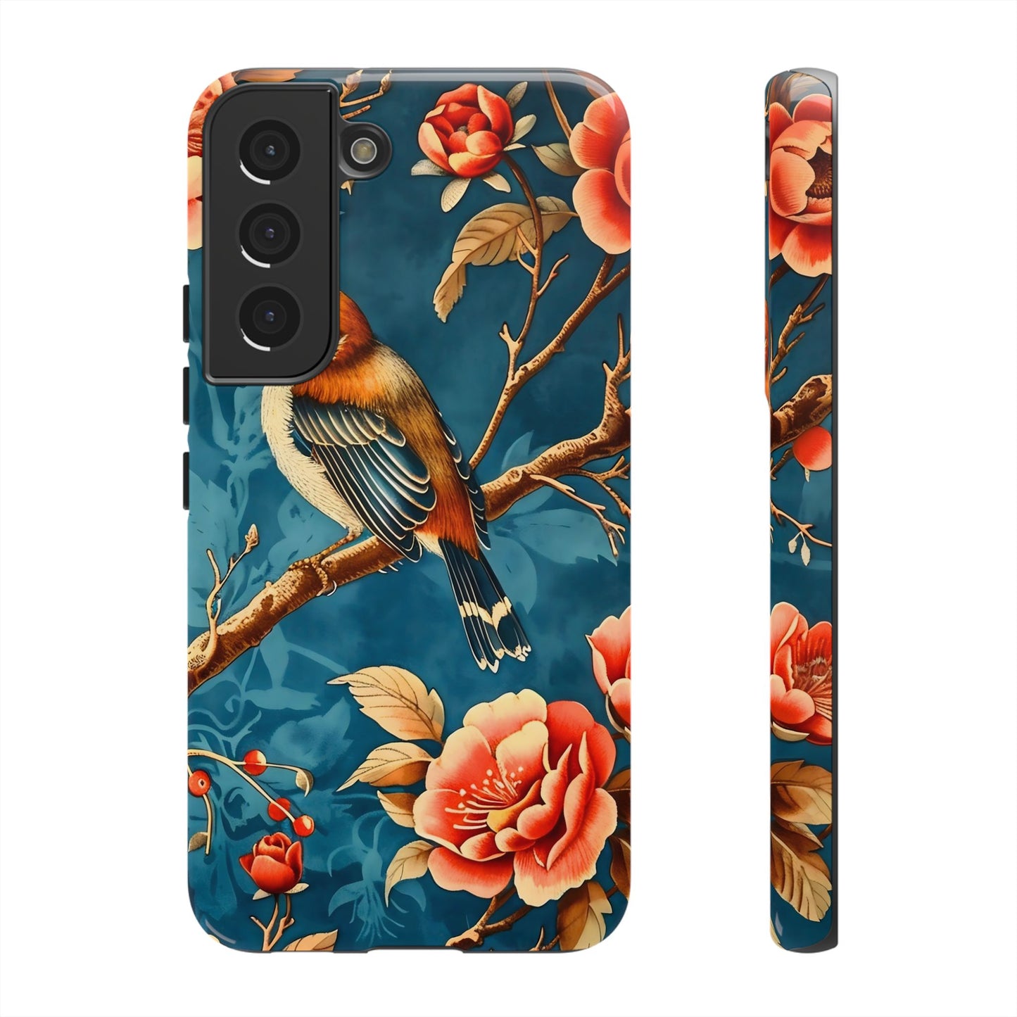 Bird & Floral Phone Case, Tough Cases for Nature Lovers, Gift for Her, Customizable Design, Vibrant Tech Accessories