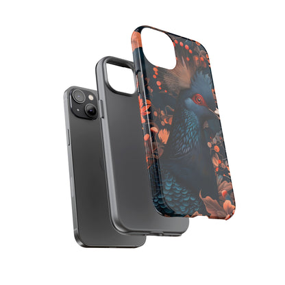 Vibrant Phone Case with Floral Peacock Design - Tough Cases, Artistic Phone Cover, Unique Gift for Nature Lovers, Stand Out Tech Accessory
