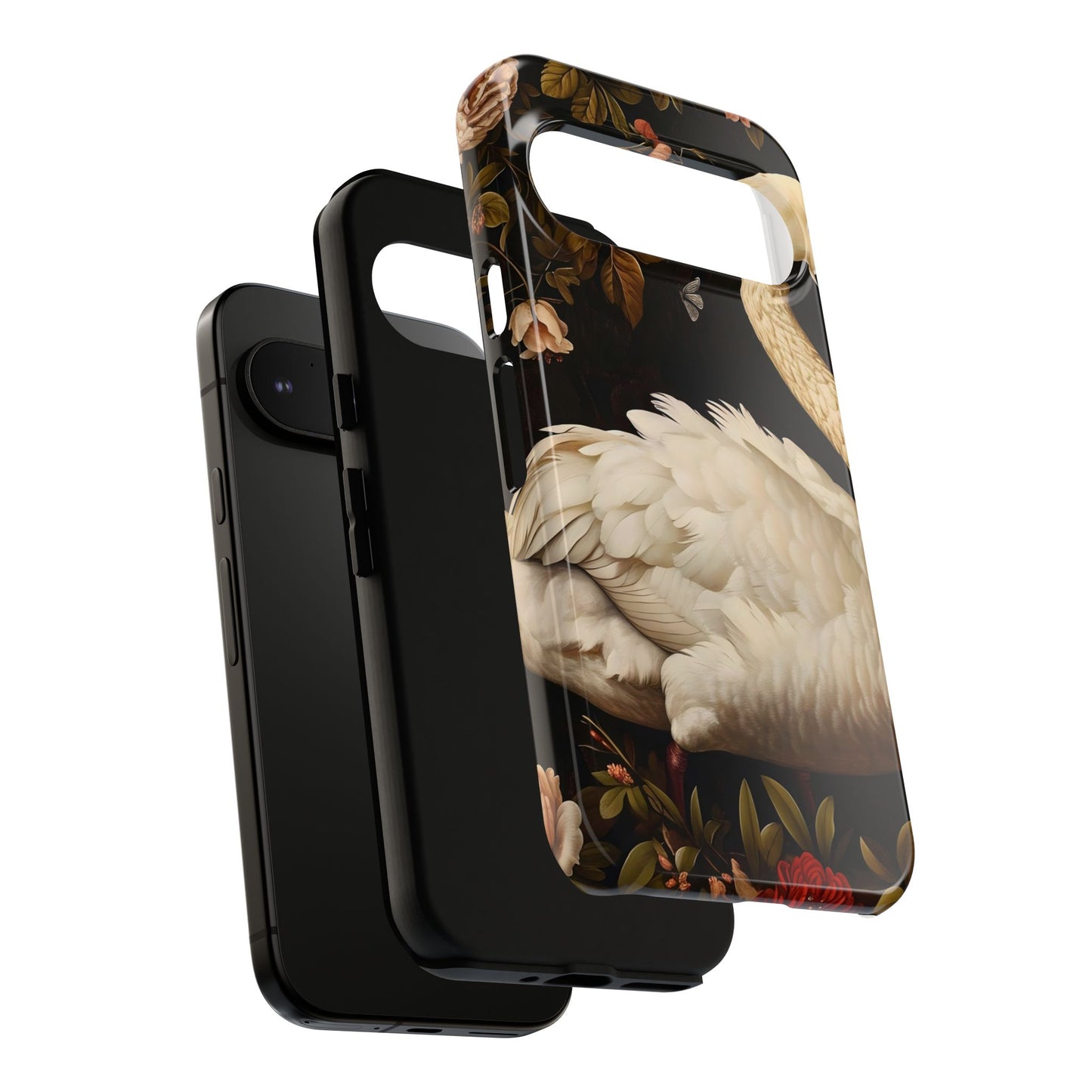 Elegant Swan Phone Case, Floral iPhone Cover, Tough Phone Case, Gift for Her, Nature Lover, Mother's Day, Birthday