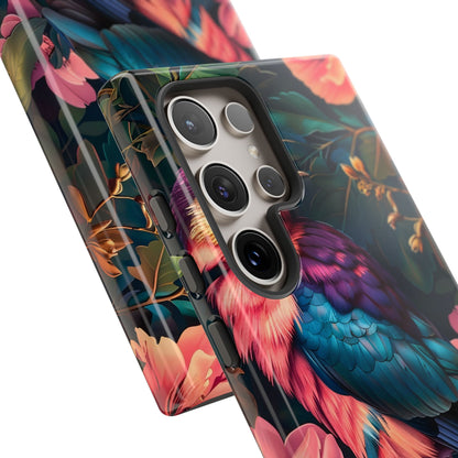 Vibrant Phone Case, Tropical Bird Design, Tough Phone Cover, Floral Tech Accessory, Gift for Nature Lovers