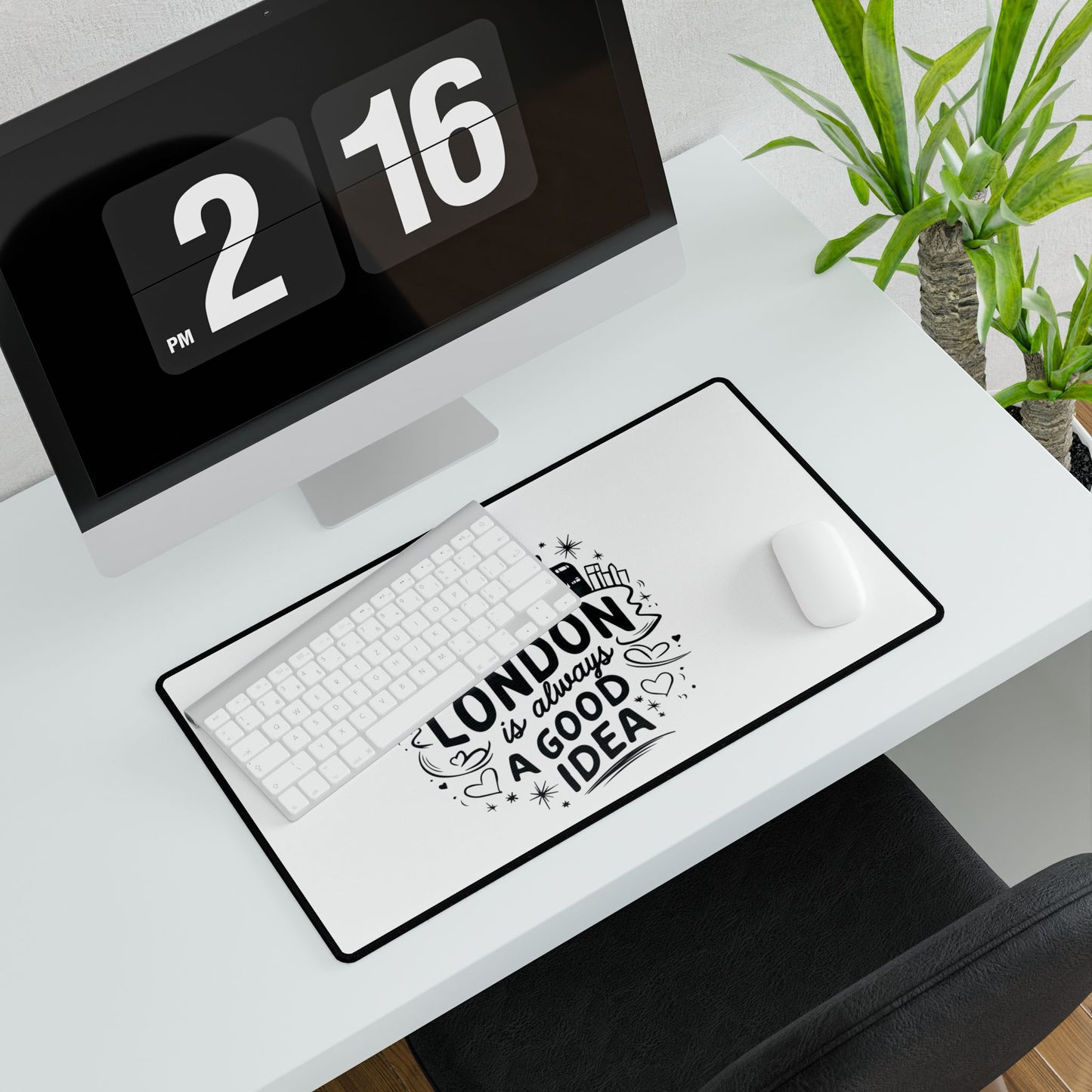 Chic London Desk Mat, Office Decor, Inspirational Desk Accessories, Gift for Travelers, Cute Workspace Essentials