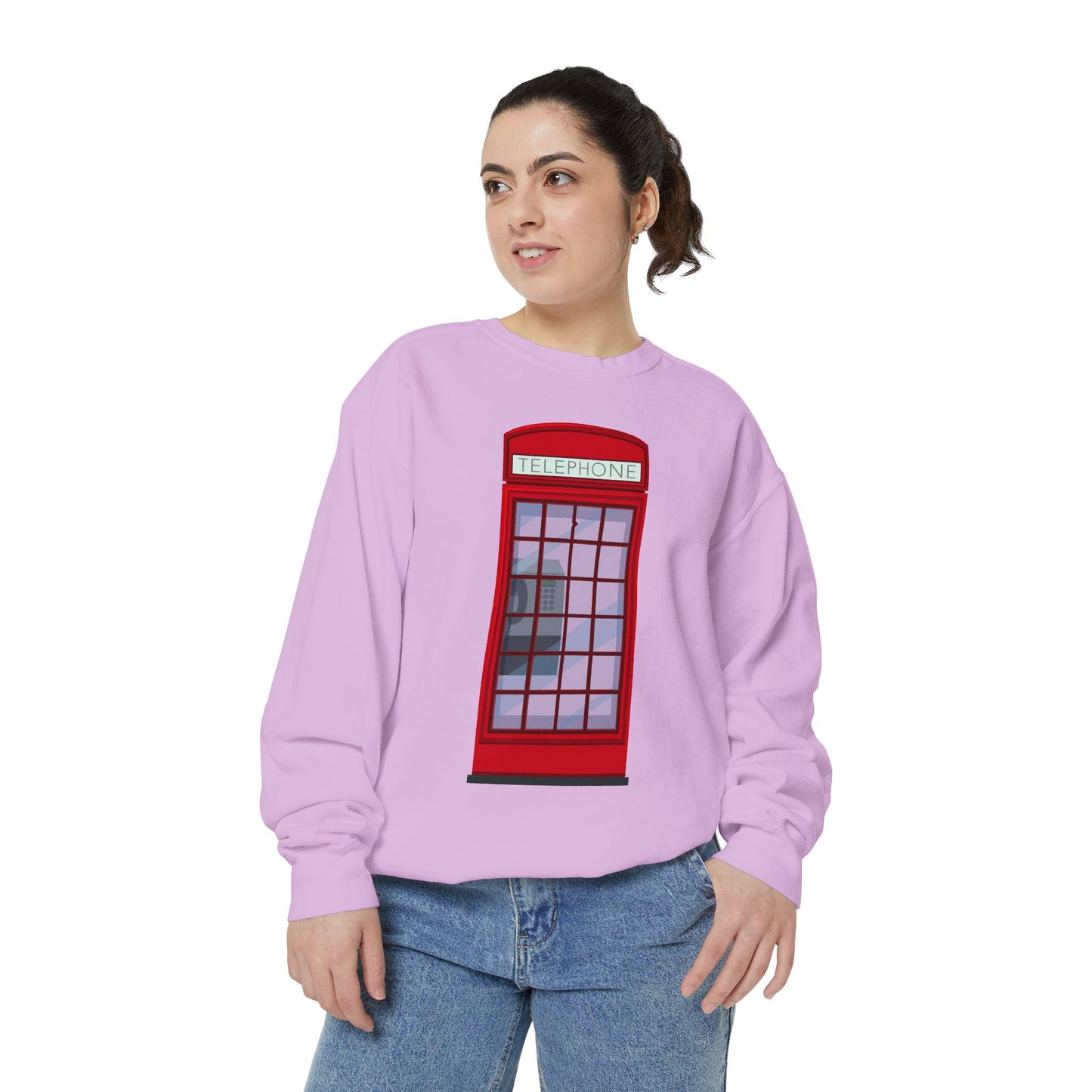 Unisex Garment-Dyed Sweatshirt - Iconic British Public Telephone