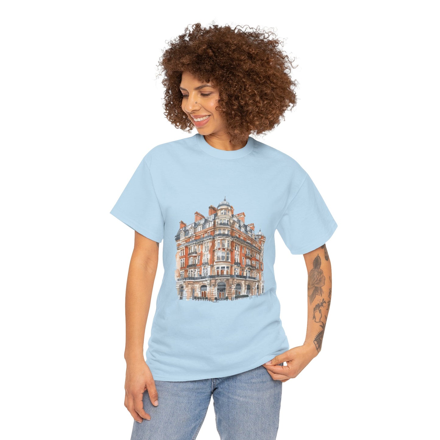 Unisex Heavy Cotton Tee - Classic British Architecture - Elegant Historic Building
