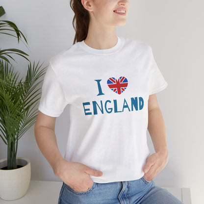 Unisex Jersey Short Sleeve Tee - I Love England - Union Jack Heart Design