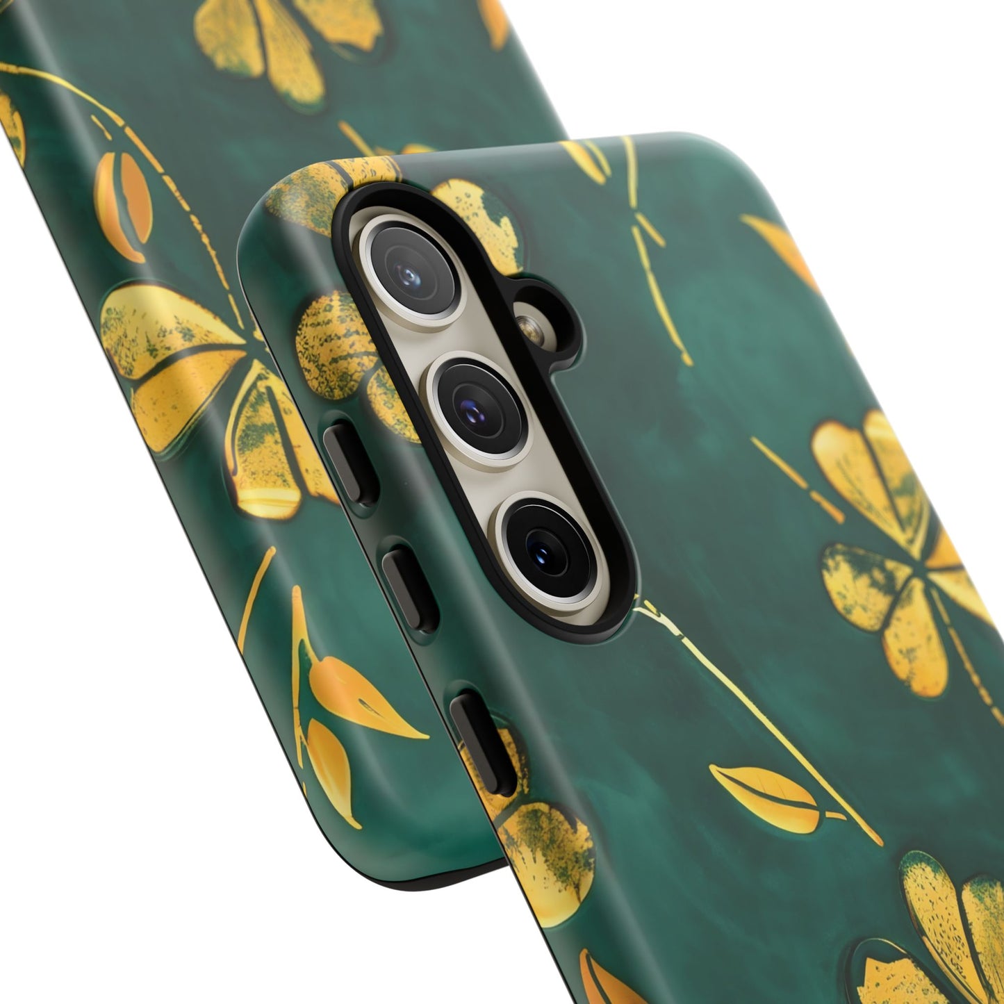 Floral Phone Case with Gold Accents, Tough Phone Cover, Stylish Phone Protector, Unique Gift for Her, Nature Lover Accessory