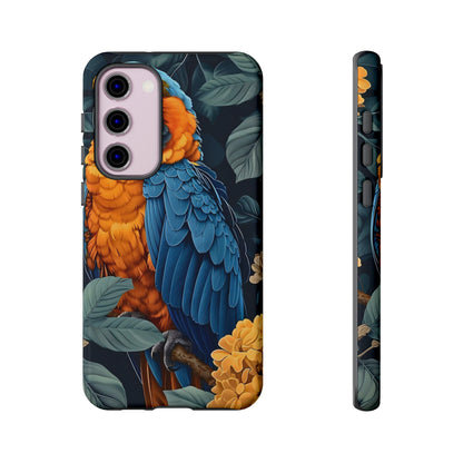 Tropical Parrot Phone Case - Tough Cases, Colorful Phone Cover, Nature Lover Gift, Floral Design, Bird Lover Accessory