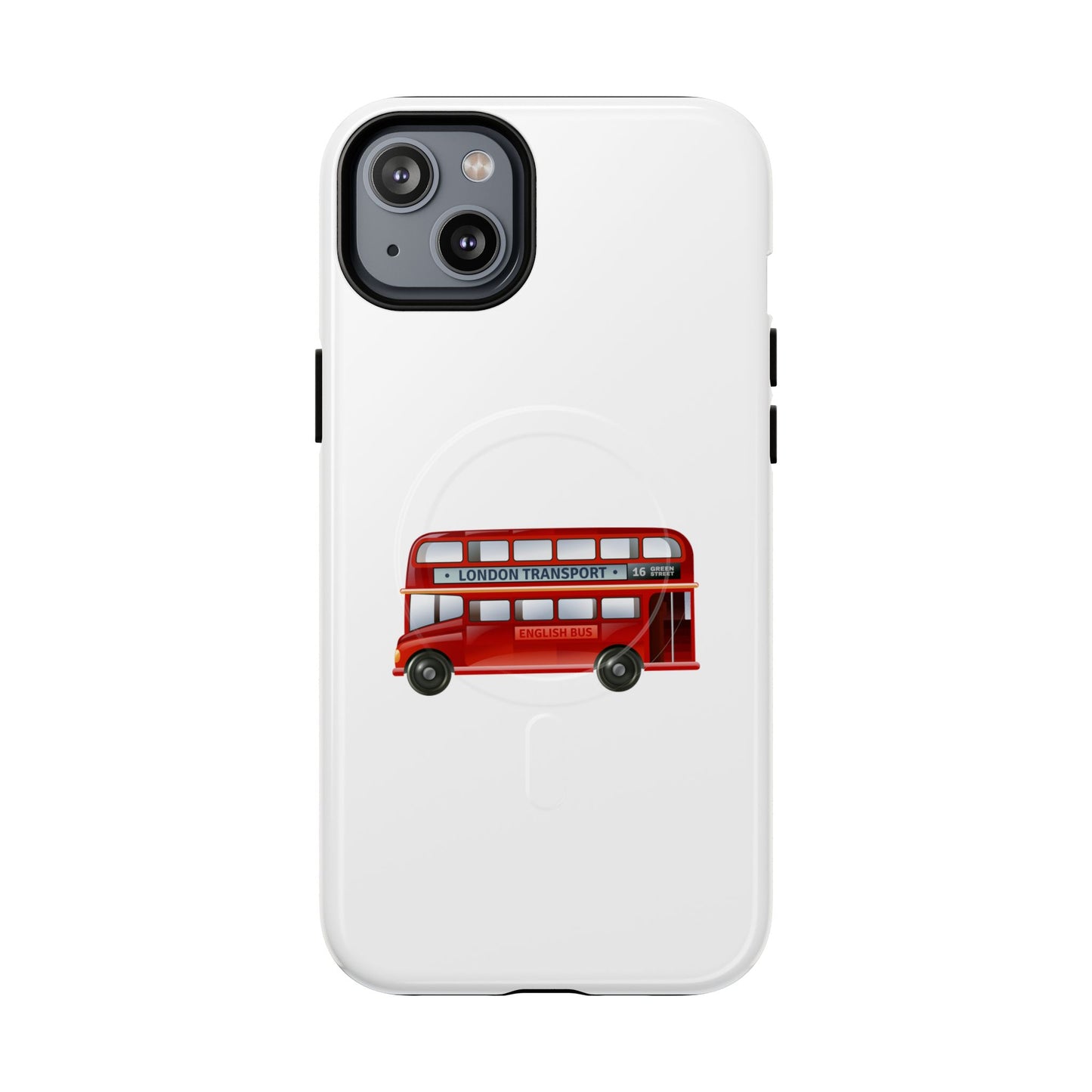 London Bus Tough Magnetic Case, iPhone Protector, Unique Phone Cover, Gifts for Travelers, Durable Mobile Case