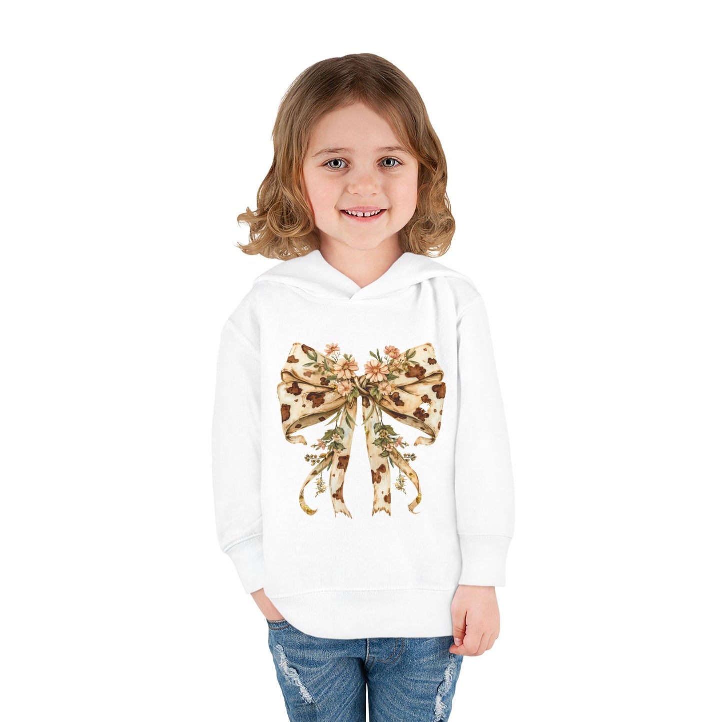 Flower Bow Toddler Pullover Fleece Hoodie - Cute & Cozy Gift for Kids