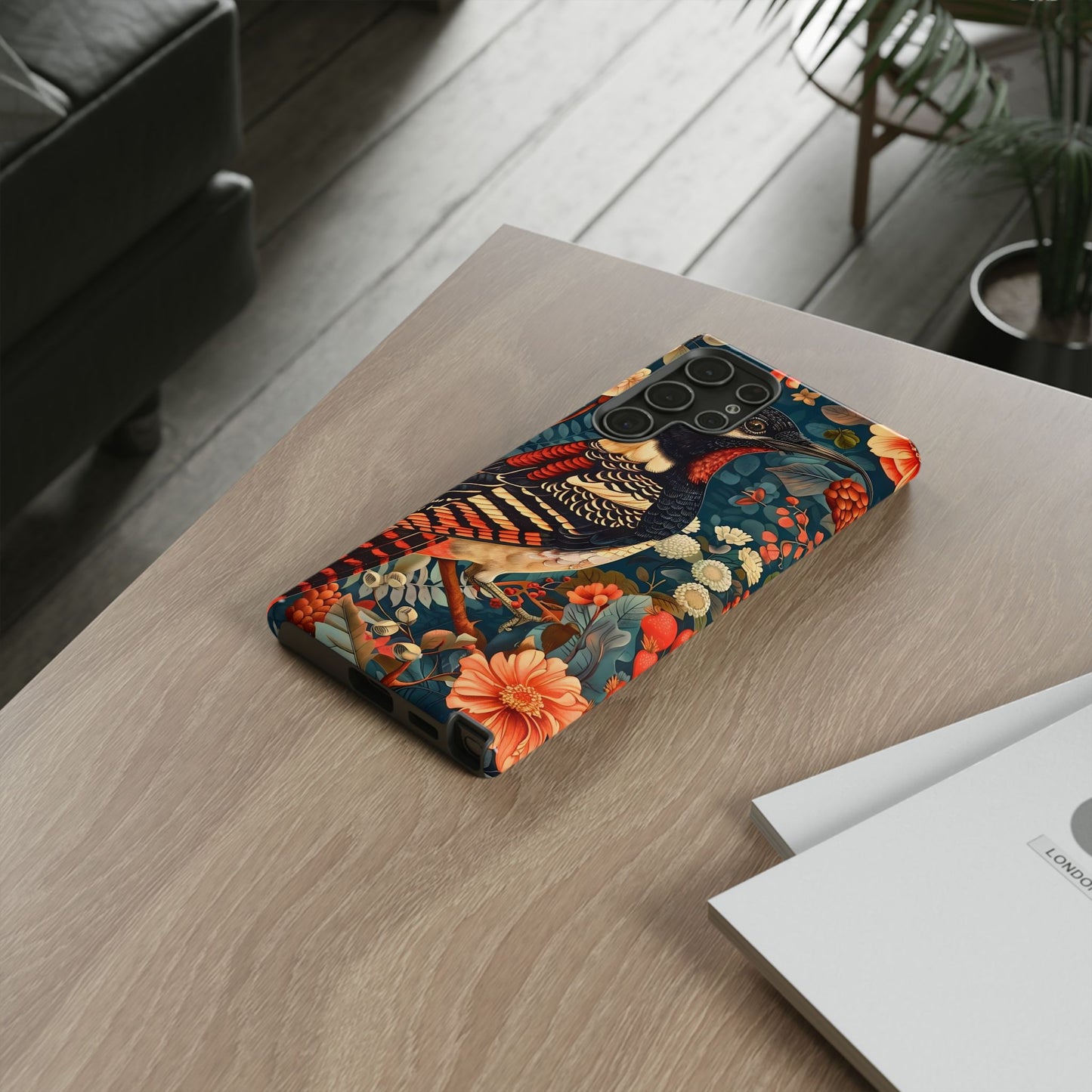 Nature-Inspired Phone Case with Floral Art, Tough Phone Cover, Protective Case, Gift for Nature Lovers, Unique Phone Accessory