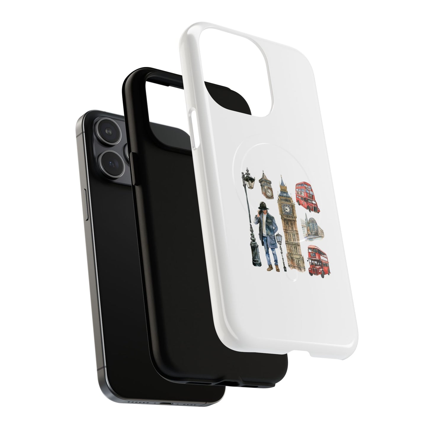 London-Themed Tough Magnetic Phone Case, Durable iPhone Cover, Gift for Travelers, Unique Cell Phone Accessories