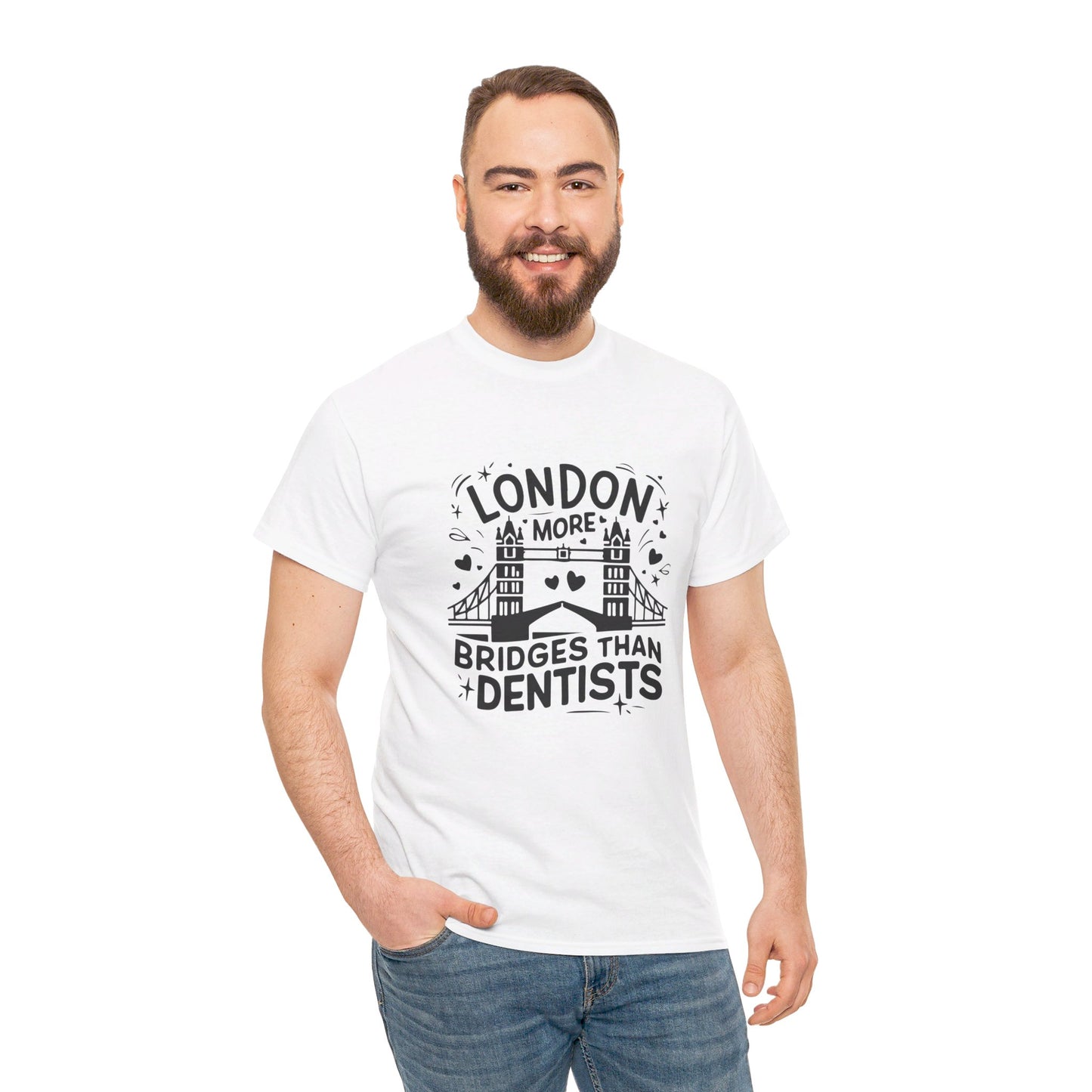 London More Biggest than Dentists Form-fitting Unisex Heavy Cotton T-Shirt