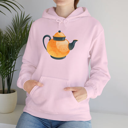 Unisex Heavy Blend™ Hooded Sweatshirt - Classic British Tea Kettle - Timeless Elegance in Tea Time