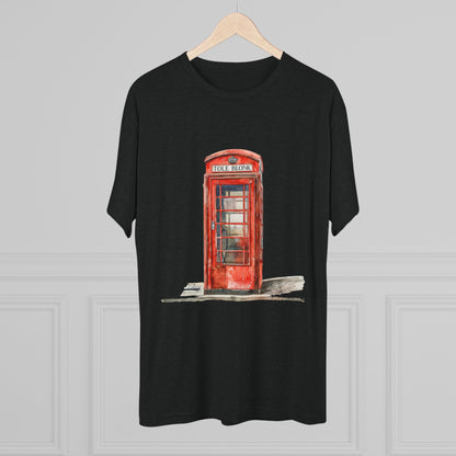 Iconic British Public Telephone - Classic Red Phone Box Unisex Tri-Blend Crew Tee