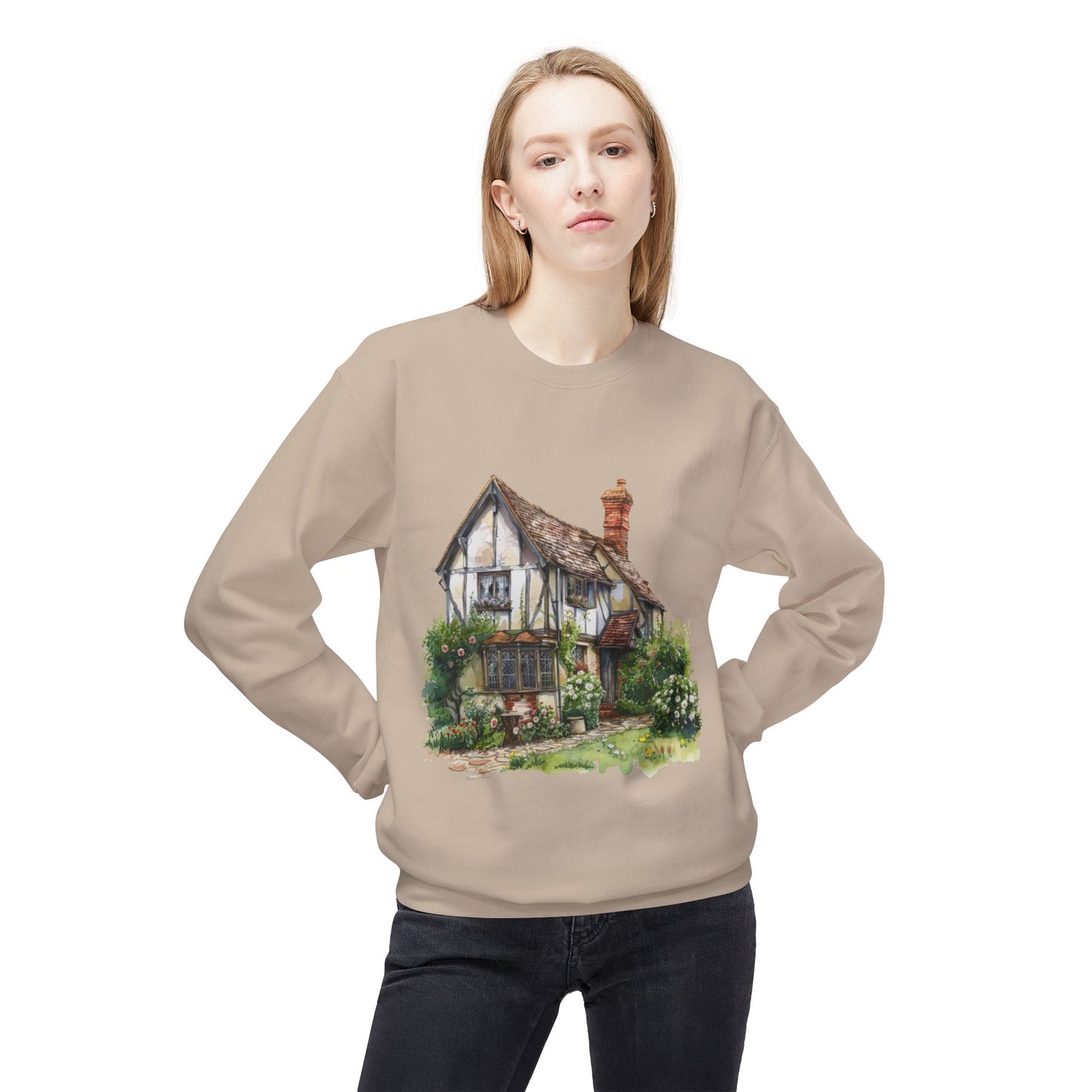 Unisex Midweight Softstyle Fleece Crewneck Sweatshirt - Charming & Cozy - Life in a British Village House