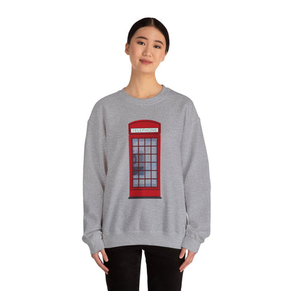 Unisex Heavy Blend™ Crewneck Sweatshirt - Iconic British Public Telephone - Classic Red Phone Box Design