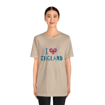 Unisex Jersey Short Sleeve Tee - I Love England - Union Jack Heart Design