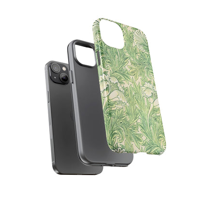 Green Floral Phone Case, Botanical iPhone Cover, Tough Phone Shell, Nature-inspired Gift, Eco-friendly Tech Accessory