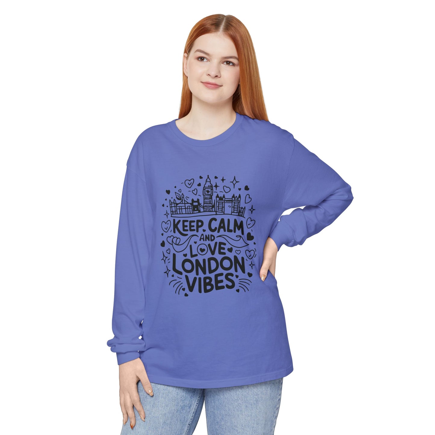 Unisex Garment-dyed Long Sleeve T-Shirt - Keep calm and love London