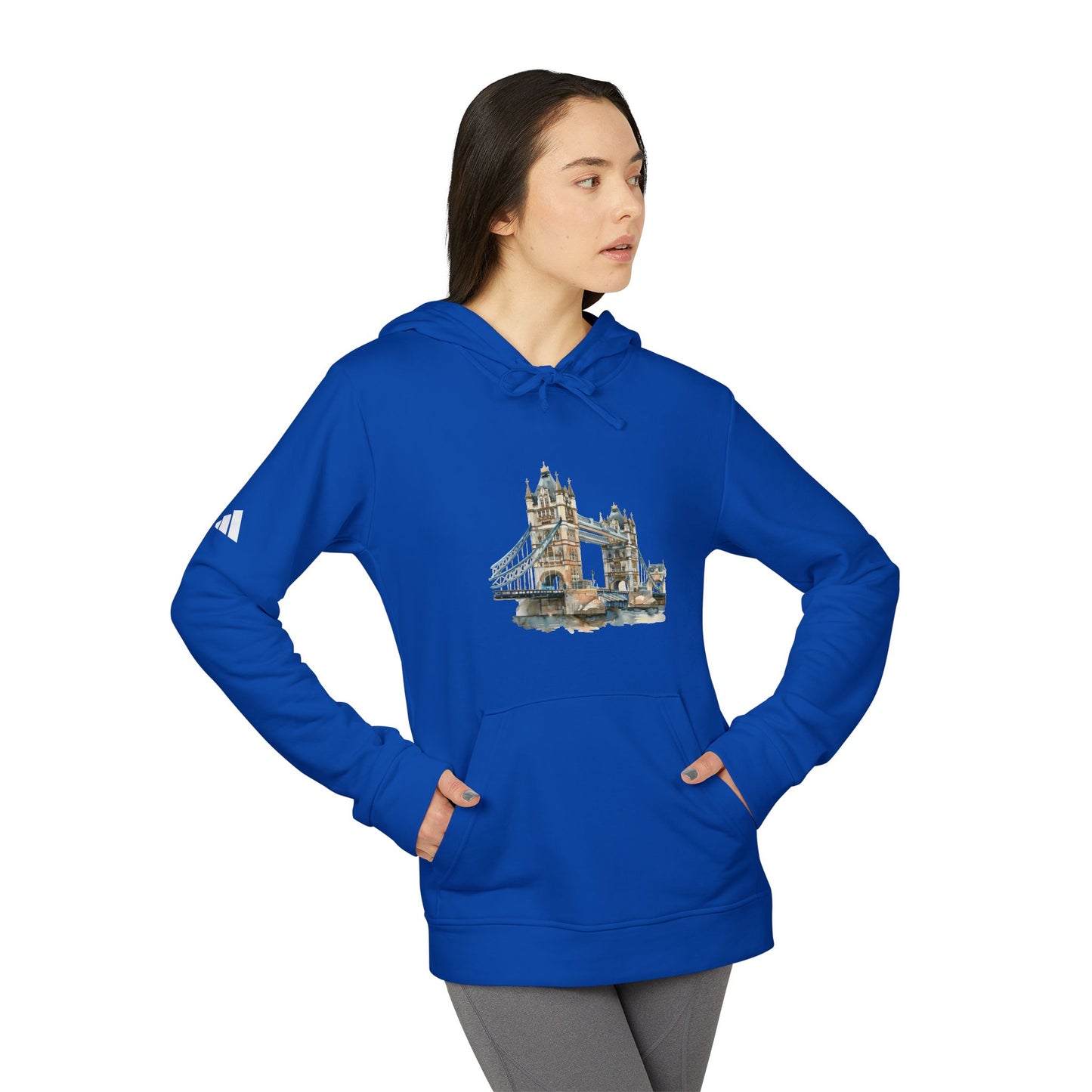 Fleece Hoodie - Unisex Adidas Apparel - London Bridge - Iconic Landmark and Historical Beauty