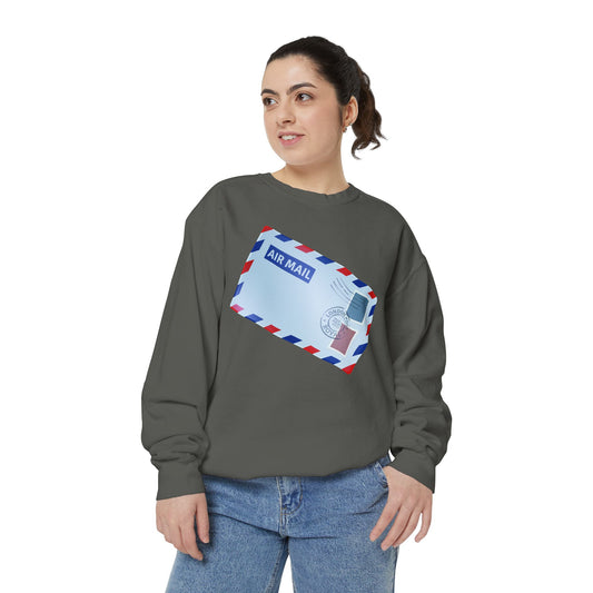 Unisex Garment-Dyed Sweatshirt - Vintage British Air Mail - Classic Postal Design