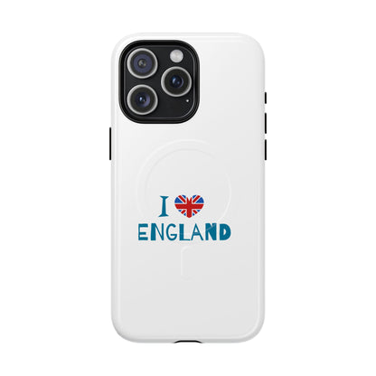I Love England Magnetic Phone Case | Tough Protective Cover, Travel Gift, Souvenir for England Lovers, Personalized Phone Accessories