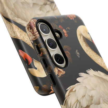Elegant Swan Phone Case, Floral iPhone Cover, Tough Phone Case, Gift for Her, Nature Lover, Mother's Day, Birthday