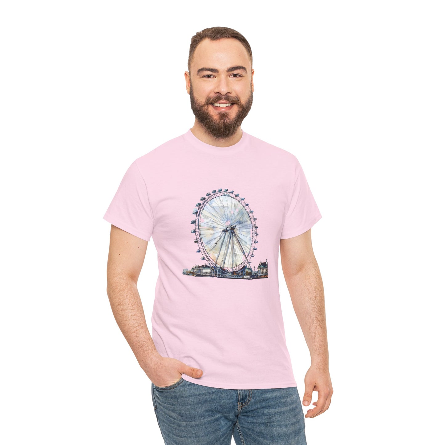 Unisex Heavy Cotton T-Shirt - London Eye - Skyline Spectacle