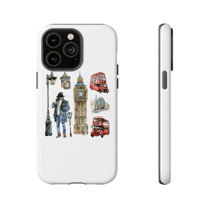 London Iconic Design Phone Case, Tough Cases, Gift for Travelers, London Souvenir, London Icons, Red Bus Phone Case