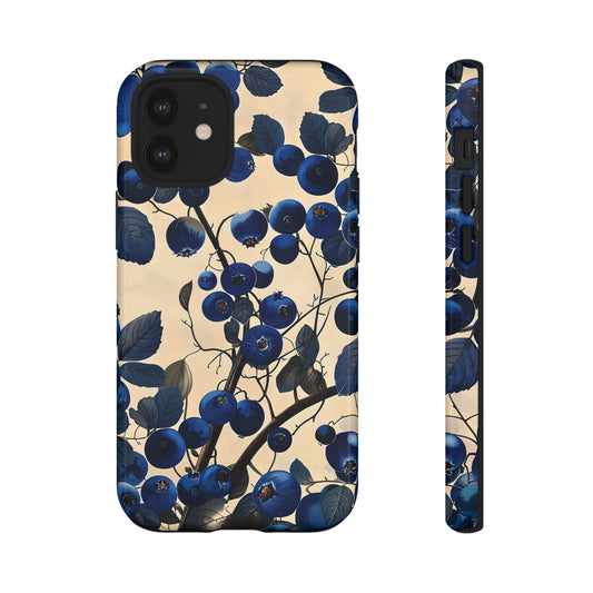 Blue Berry Tough Phone Case, Floral Phone Cover, Stylish Protective Case, Unique Gift for Her, Phone Accessories