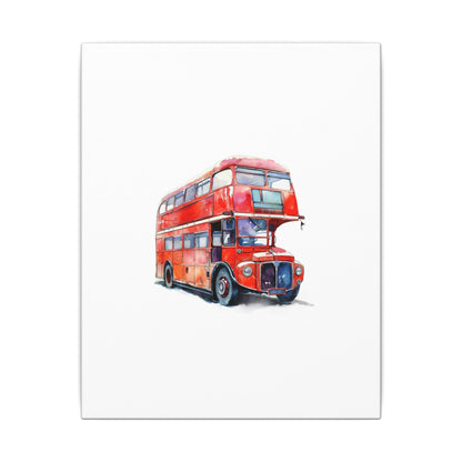 London Red Double-Decker Bus Art Canvas Print, Wall Decor for Travel Lovers, Home Office Gift, Unique Artwork for All Occasions