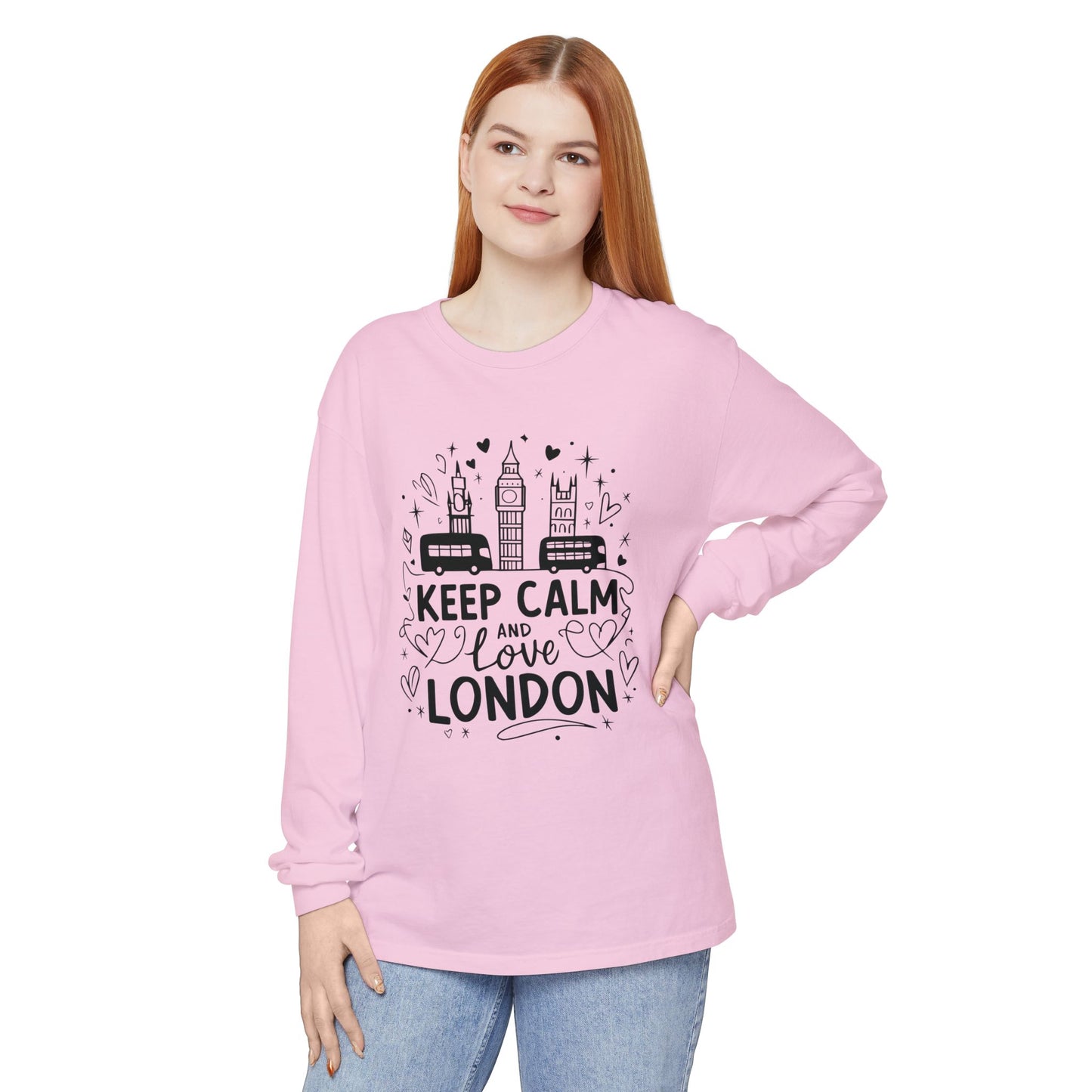 Unisex Garment-dyed Long Sleeve T-Shirt - Keep calm and love London