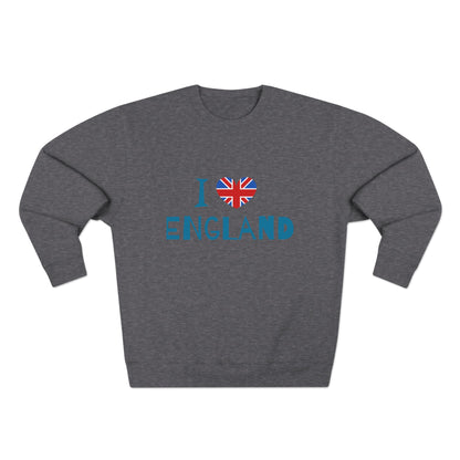 Unisex Crewneck Sweatshirt - I Love England - Union Jack Heart Design