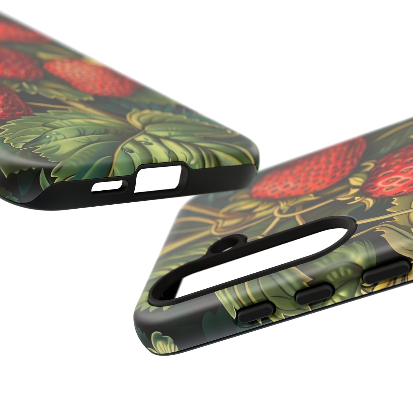 Strawberry Phone Case, Tough Berry Case, Floral Phone Cover, Cute Smartphone Shell, Nature-Inspired Gift